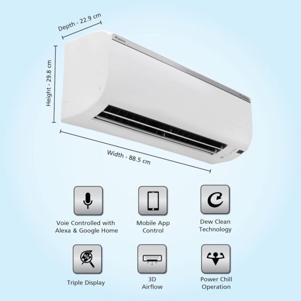 Daikin 1.5 Ton 5 Star Inverter Split AC (Copper, PM 2.5 Filter, 2022 Model, FTKR50U, White) - Image 3