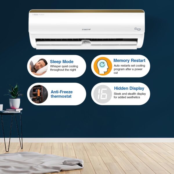 Voltas 1 Ton, 3 Star Inverter Smart Air Split AC (Copper, IoT Enabled, 5-in-1 Adjustable Mode, Anti-Dust Filter, 123V Vertis Smart Elite Gold, White) - Image 5
