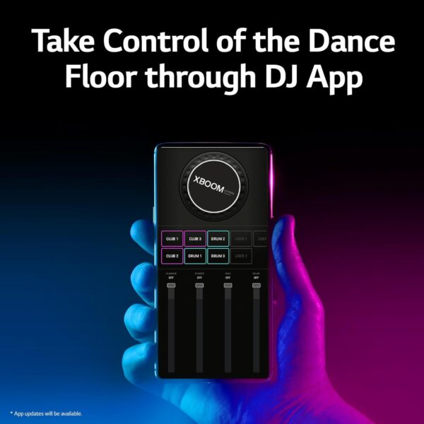 LG XBOOM RNC9 Party Speaker, Multi Color Lighting, Karaoke Feature, 1 Mic + 1 Guitar Input, Wireless Party Link, USB, Bluetooth Connection, XBOOM App - Image 3