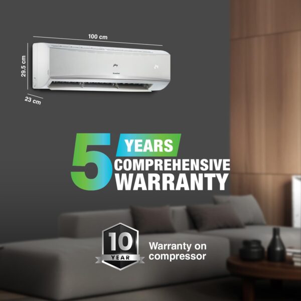 Godrej 1.4 Ton 5 Star, 5 Years Comprehensive Warranty, 5-In-1 Convertible Cooling, Inverter Split AC (Copper, I-Sense Technology, AC SIC 17LTC5-WYR , White) - Image 2