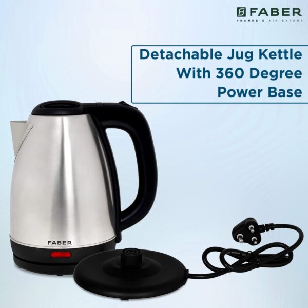 Faber Electric Kettle with Stainless Steel Body, FK 1.8 litres boiler for Water, SS, (FK 1.8L SS) - Image 3