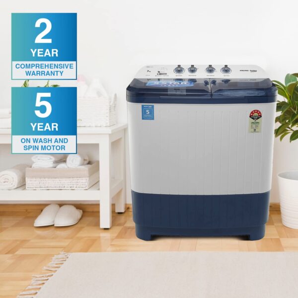 Voltas Beko 7 kg Semi-Automatic Top Loading Washing Machine Appliance, Double Waterfall (WTT70DBLT, Sky Blue) - Image 2