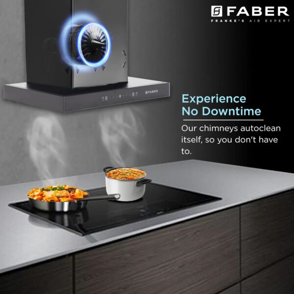 Faber 60 cm 1500 m³/hr angular Kitchen Chimney (HOOD CYGNUS IN 3D HC SC FL BK 60, Filterless technology, Touch Control, Black) - Image 5