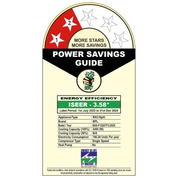 BPL 1 Ton 2 Star Fixed Speed Inverter Split AC, BAS-F122ATFC, (I Feel, I Clean, I Favour,100 percent Copper, 2024 Launch),(5 Year Comprehensive Warranty) - Image 7