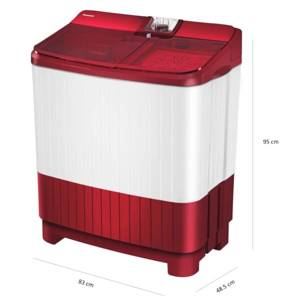 Panasonic 7 kg 5 Star Semi-Automatic Top Loading Washing Machine with Powerful Motor (NA-W70B5RRB, Red, Active Foam System) - Image 2