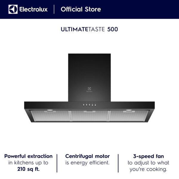Electrolux 90cm T-Box Chimney for up to 210 sqft Kitchen, UltimateTaste 500, Black, ECT9623B - Image 4