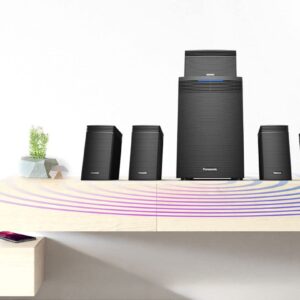 Panasonic SC-HT550GW-K 5.1 Ch Home Theatre with Real Surround Sound, 150 W, Bluetooth, USB, AUX, RCA, Powerful Subwoofer, Wall mountable Speakers, Remote for Volume & Bass Control (Black)