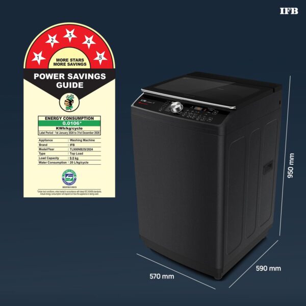 IFB 9 Kg 5 Star with DeepClean® Technology, AI Powered, Fully Automatic Top Load Washing Machine (TL900NB2S, PowerSteam®, Inbuilt Heater, Aqua Energie, Noir Black) - Image 7