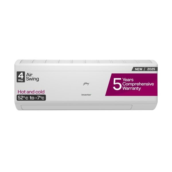 Godrej 1.5 Ton 3 Star, Hot & Cold, 5 Years Comprehensive Warranty, Inverter Split AC (Copper, 2025 Model, 4 way Air Swing, AC 1.5 SIH 18ITC3 WWS, White)
