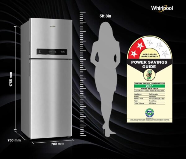 Whirlpool 431 L 2 Star IntelliFresh Convertible Inverter Frost Free Double Door Refrigerator (IF INV CNV 480 ALPHA STEEL-Z, 2S) - Image 4