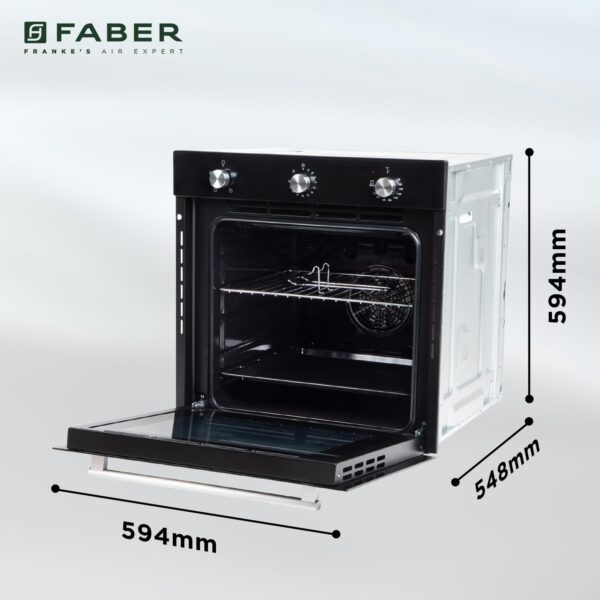 Faber 80L Black Finish Built-In Oven || Push/Pull Knob Control with Digital Display || 4 Cooking Functions with Grill Rack, Universal Pan|| FBIO 80L 4F BK with 1 Yr Comprehensive Warranty - Image 3