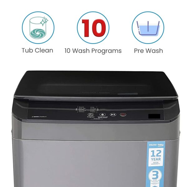 Voltas Beko 7.0 kg 5 Star Fully-Automatic Top Loading Washing Machine (WTL70UPGB, Gray) 2020 - Image 5