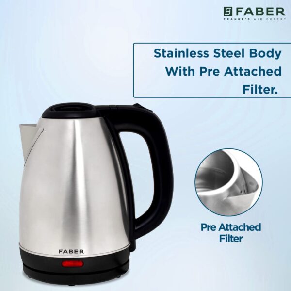 Faber Electric Kettle with Stainless Steel Body, FK 1.8 litres boiler for Water, SS, (FK 1.8L SS) - Image 8