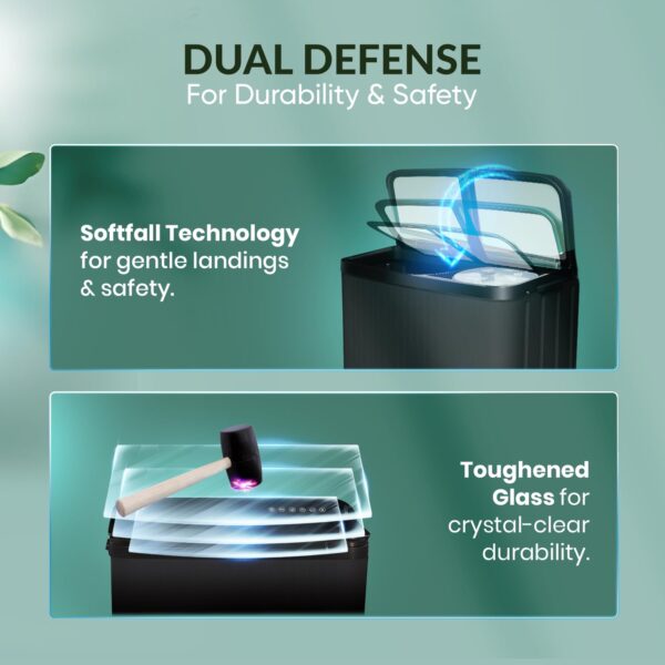 Haier 10 kg 5 Star Toughened Glass & Vortex pulsator Semi Automatic Top Load (HTW100-178BKN,Black) - Image 2