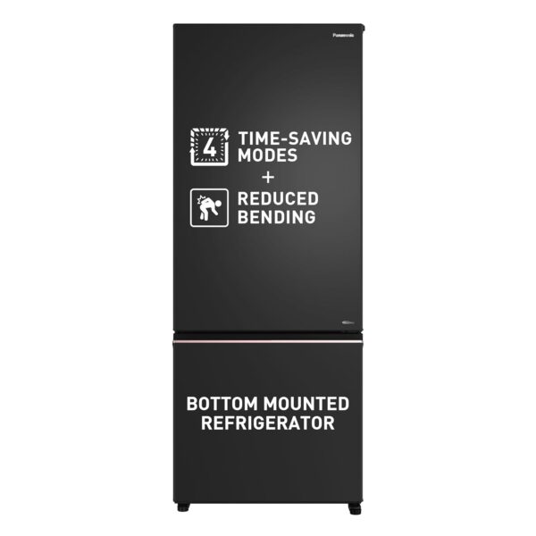 Panasonic 400L 2 Star Prime Convertible 6-Stage Smart Inverter Frost-Free Double Door Bottom Mount Refrigerator (NR- BK415BQKN, Diamond Black,Jumbo Fresh Vegetable Basket,Net Capacity 357L)