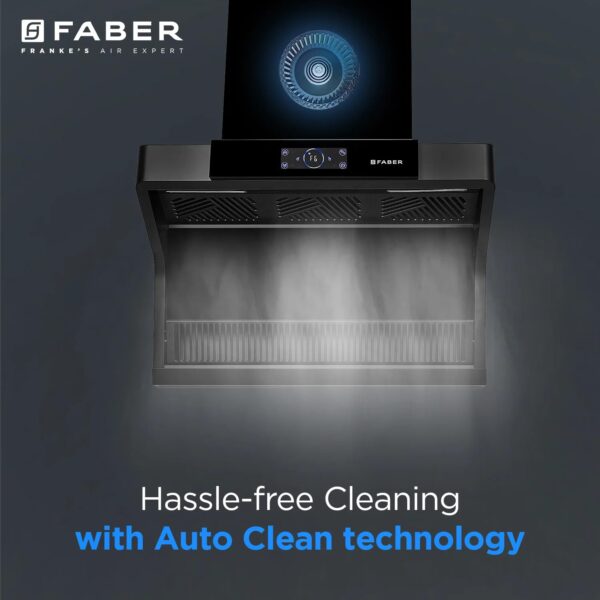 Faber 75 cm 1500 m³/hr angular Kitchen Chimney (HOOD COSMIC FL HC BK 75, Filterless technology, Touch Control, Black) - Image 7