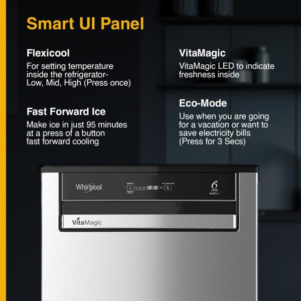 Whirlpool 192 L 3 Star Vitamgic Pro Inverter Direct-Cool Single Door Refrigerator (215 VMPRO PRM 3S INV STEEL-Z, Auto Defrost Technology, - Image 6