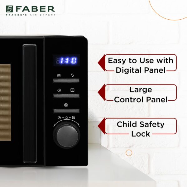 Faber FMW Instacook 30C Standalone 29L Microwave Oven |900W|10 Auto Cook Menu|Digital Panel|Reheat & Defrost|Glass Turntable|Child Safety Lock|Easy Clean Coating|Power Level 5|2 Yrs Warranty|Black - Image 2