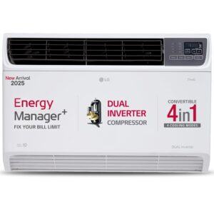 LG 1.5 Ton 3 Star Wi-Fi DUAL Inverter Window AC (Copper, Convertible 4-in-1 cooling, 4 Way Air Swing, HD Filter, UW-Q18WWXA, White)