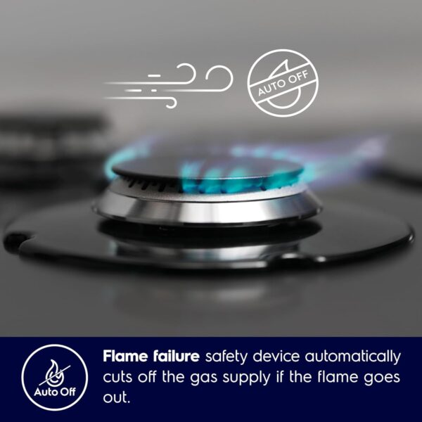 Electrolux 3 Burner Auto Ignition Glass Top 60cm Built-in Gas Hob, UltimateTaste 300, Black, EHG6330BC - Image 9