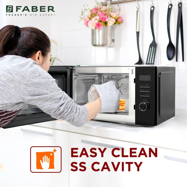 Faber FMW Instacook 30C Standalone 29L Microwave Oven |900W|10 Auto Cook Menu|Digital Panel|Reheat & Defrost|Glass Turntable|Child Safety Lock|Easy Clean Coating|Power Level 5|2 Yrs Warranty|Black - Image 8