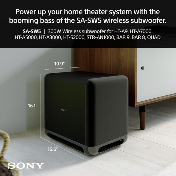 Sony SA-SW5 300W Wireless Subwoofer for HT-A9 and HT-A7000 - Black - Image 8