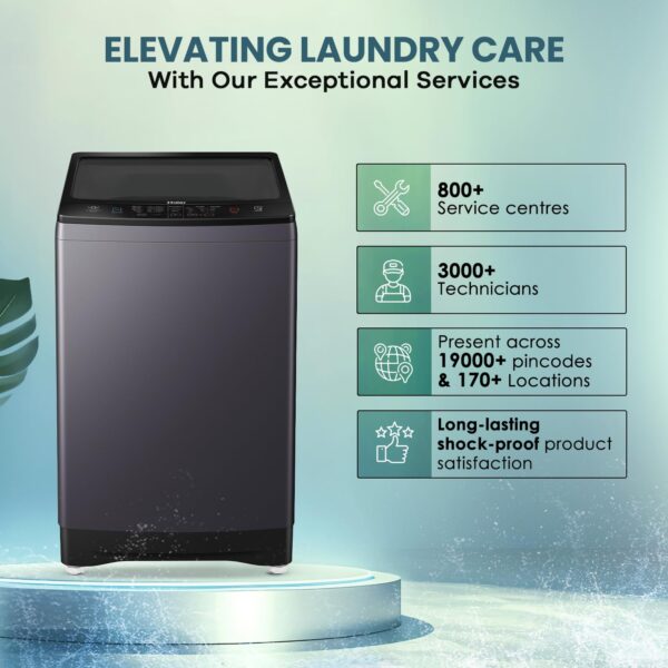 Haier 7.5 Kg 5 star Fully Automatic Top Loading Washing Machine HWM75-H826S6, Starry Silver, Butterfly Shape Heater, Oceanus Wave Drum,Near Zero Pressure, Toughened glass) - Image 6