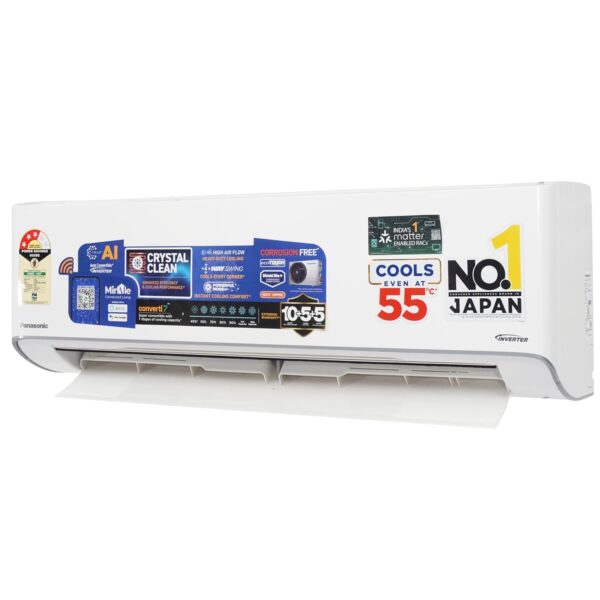 Panasonic EU 7 in 1 Convertible 1Ton 3Star Smart Inverter Split,(100%Copper Condenser, CS/CU-EU12BKY3FM),With MirAie & Matter Certified 55°Tested, High CFM & Eco tough Outdoor Crystal Clean Technology - Image 6