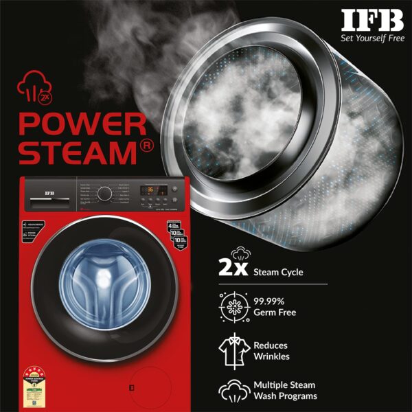 IFB 7 Kg 5 Star Front Load Washing Machine 2X Power Steam (ELITE ZRS 7012, Red, In-built Heater, 4 years Comprehensive Warranty) - Image 11