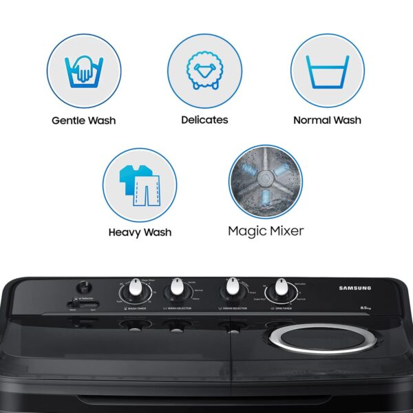 Samsung 8.5 Kg 5 Star Semi Automatic Top Load Washing Machine (WT85B4200GD/TL,DARK GRAY) - Image 11