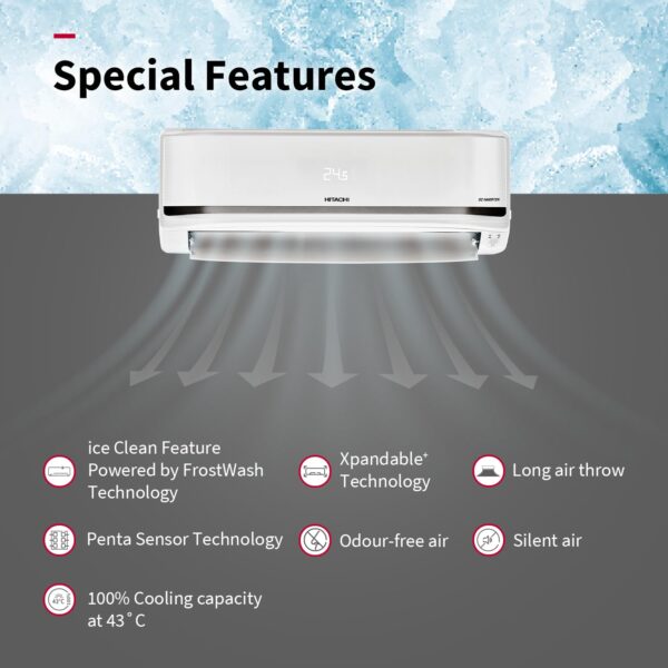 Hitachi 2 Ton Class 5 Star, 4-Way Swing, ice Clean, Xpandable+, Inverter Split AC (100% Copper, Dust Filter, 5500STXL RAS.V522PCBISH1, White) - Image 10
