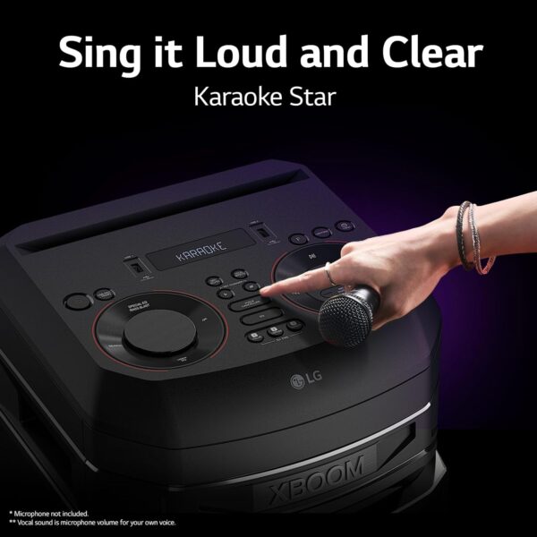 LG XBOOM RNC9 Party Speaker, Multi Color Lighting, Karaoke Feature, 1 Mic + 1 Guitar Input, Wireless Party Link, USB, Bluetooth Connection, XBOOM App - Image 9