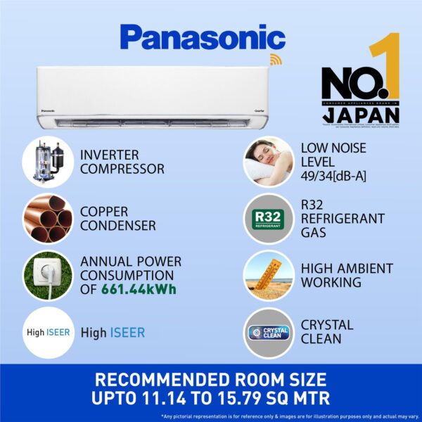 Panasonic 1.5 Ton 5 Star Wi-Fi Inverter Smart Split AC (Copper Condenser, 7 in 1 Convertible with True AI Mode, 4 Way Swing, PM 0.1 Air Purification Filter, CS/CU-VU18AKYF, White) - Image 5