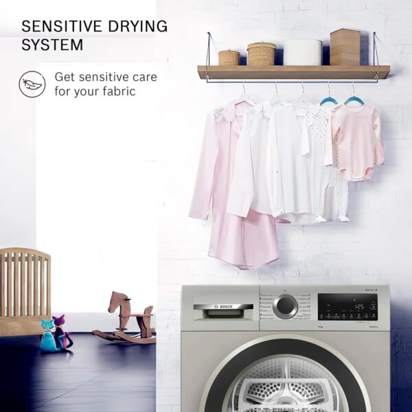Bosch 9 kg Fully Automatic Front load Condenser Tumble Dryer WPG24108IN, Silver, Inbuilt Heater) - Image 8