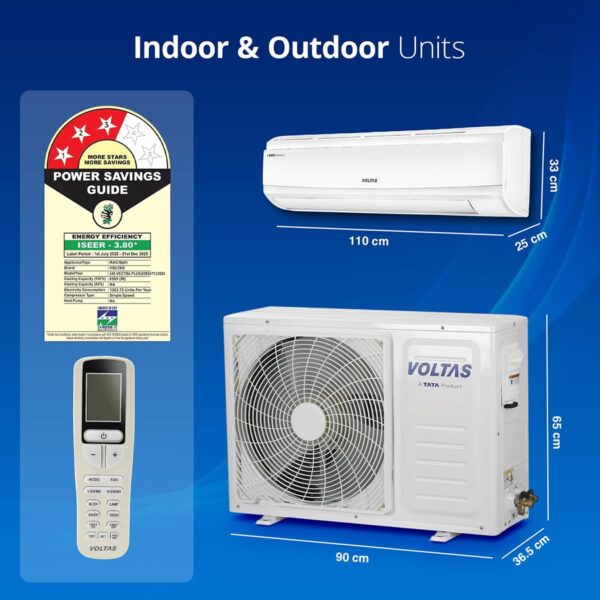 Voltas 2 Ton 3 Star, Fixed Speed Split AC (Copper, Anti Fungi Technology, Anti-dust Filter, 243 Vectra Plus, White) - Image 6