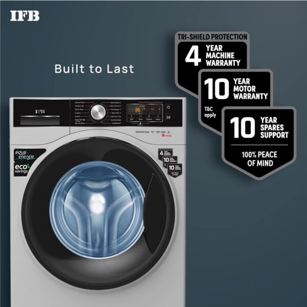 IFB 8 Kg 5 Star Front Load Washing Machine 2X Power Steam (SENATOR SXS 8012, Silver, In-built Heater, 4 years Comprehensive Warranty) - Image 4