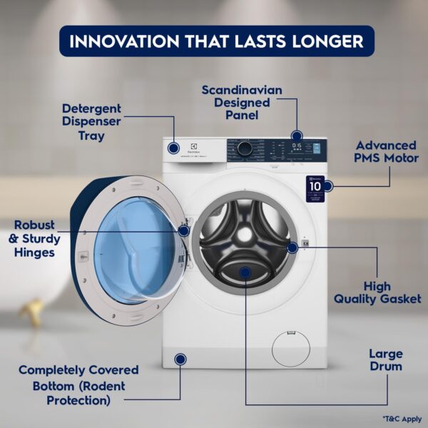 Electrolux 9kg 5 Star Fully Automatic Front Load Washing Machine with UltraMix, Full Load Vapour Wash for Sustainable Clothing, Hygienic Care, EcoInverter, White, UltimateCare 500, EWF9024R5WB - Image 2