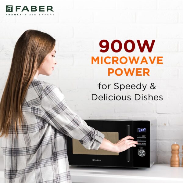 Faber FMW Instacook 30C Standalone 29L Microwave Oven |900W|10 Auto Cook Menu|Digital Panel|Reheat & Defrost|Glass Turntable|Child Safety Lock|Easy Clean Coating|Power Level 5|2 Yrs Warranty|Black - Image 5