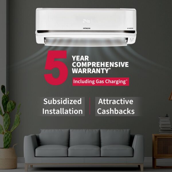 Hitachi 2 Ton Class 5 Star, 4-Way Swing, ice Clean, Xpandable+, Inverter Split AC (100% Copper, Dust Filter, 5500STXL RAS.V522PCBISH1, White) - Image 6