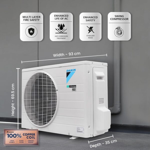Daikin 1.8 Ton 2 Star Fixed Speed Split AC (Copper, Anti Bacterial Filter, FTE60U, White) - Image 3