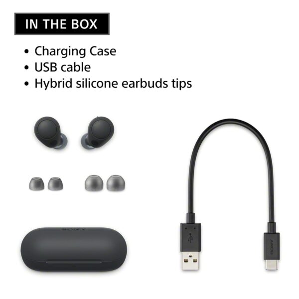 Sony WF-C700N Noise Cancellation Bluetooth Earbuds with Mic, TWS, Up to 20Hrs Battery, Adaptive Sound Control- Black - Image 4