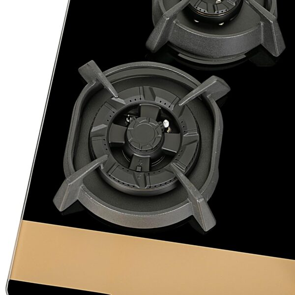 Faber 70cm 4Burner Gas Hob | Flame Failure Device | Cast Iron Pan Support | Metal Knobs | Dual Flame Burner | 8mm Toughened Black Glass | Versatile Hob/Cooktop | Hob Utopia Pro HT 704 BR CI - Image 5