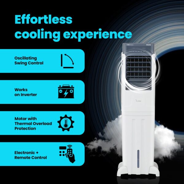 Voltas Slimm 35T Tower Air Cooler for Home, Honey Comb Cooling Pads with 3 Speed Control Functions, 35 Litres, White - Image 2