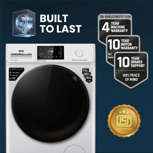 IFB 7 Kg 5 Star Powered by AI with 9 Swirl Wash, WiFi, Fully Automatic Front Load Washing Machine (SERENA SXN 7012, Steam Refresh Program with Eco Inverter, Rich Silver) - Image 5