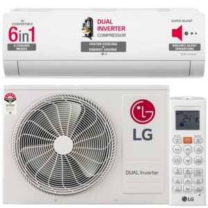 LG 1.5 Ton 5 Star AI DUAL Inverter Split AC (Copper, AI Convertible 6-in-1 Cooling, 4 Way Swing, HD Filter with Anti-Virus Protection, 2024 Model, US-Q19ENZE, White)