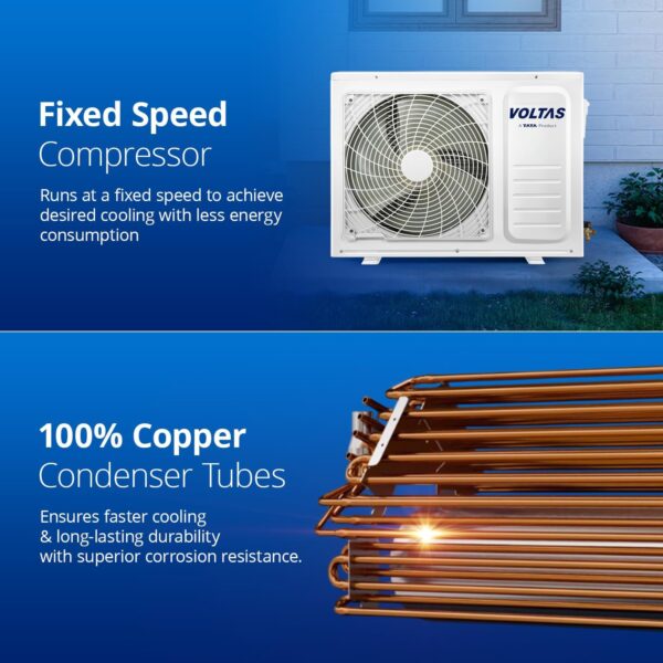 Voltas 2 Ton 3 Star, Fixed Speed Split AC (Copper, Anti Fungi Technology, Anti-dust Filter, 243 Vectra Plus, White) - Image 8