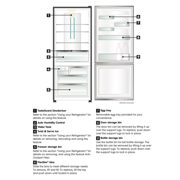 Electrolux 529L Frost Free Inverter Double Door Refrigerator, Bottom Freezer, TasteLockAuto & TasteGuard Technology, Stainless Steel, UltimateTaste 500, EBE5302C-S - Image 4