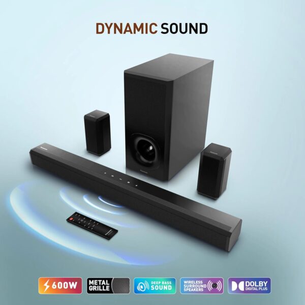 SC-HTS600GWK 5.1 Ch Sound Bar With 3D Surround Sound 600W With Wireless Surround Speakers Dolby Digital plus Tpuch Control (250W+70*5W),BT 5.3, USB,HDMI ARC,Optical,Aux With Remote Control &Display - Image 2