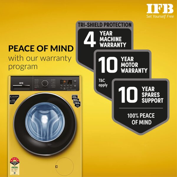 IFB 7 Kg 5 Star Front Load Washing Machine 2X Power Steam (ELITE ZLS 7012, Yellow, In-built Heater, 4 years Comprehensive Warranty) - Image 7