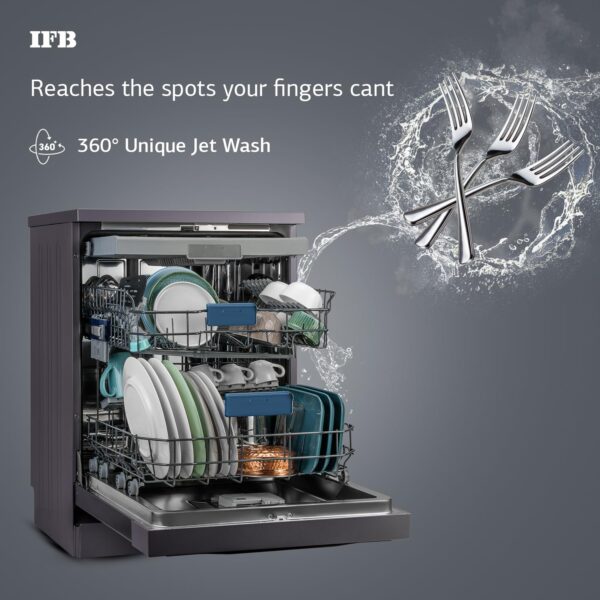 IFB 16 Place Settings with DeepClean® Technology Powered by AI Freestanding Dishwasher (Neptune VX16, Inox Grey, Largest Capacity Washes upto 92 Utensils, 70° Hot Water Wash) - Image 7